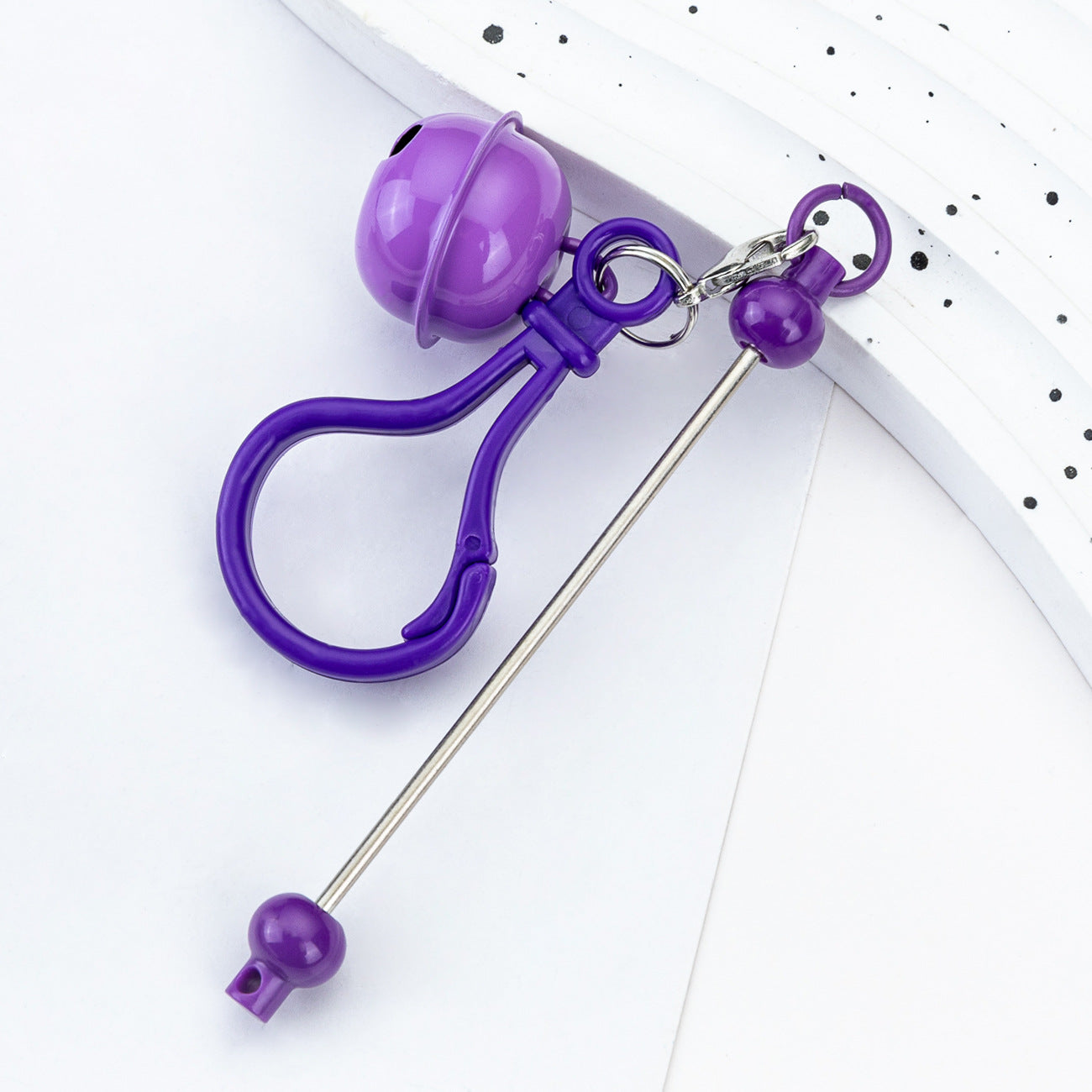 Wholesale DIY Beaded Bell Keychain Candy Color Plastic Keychain