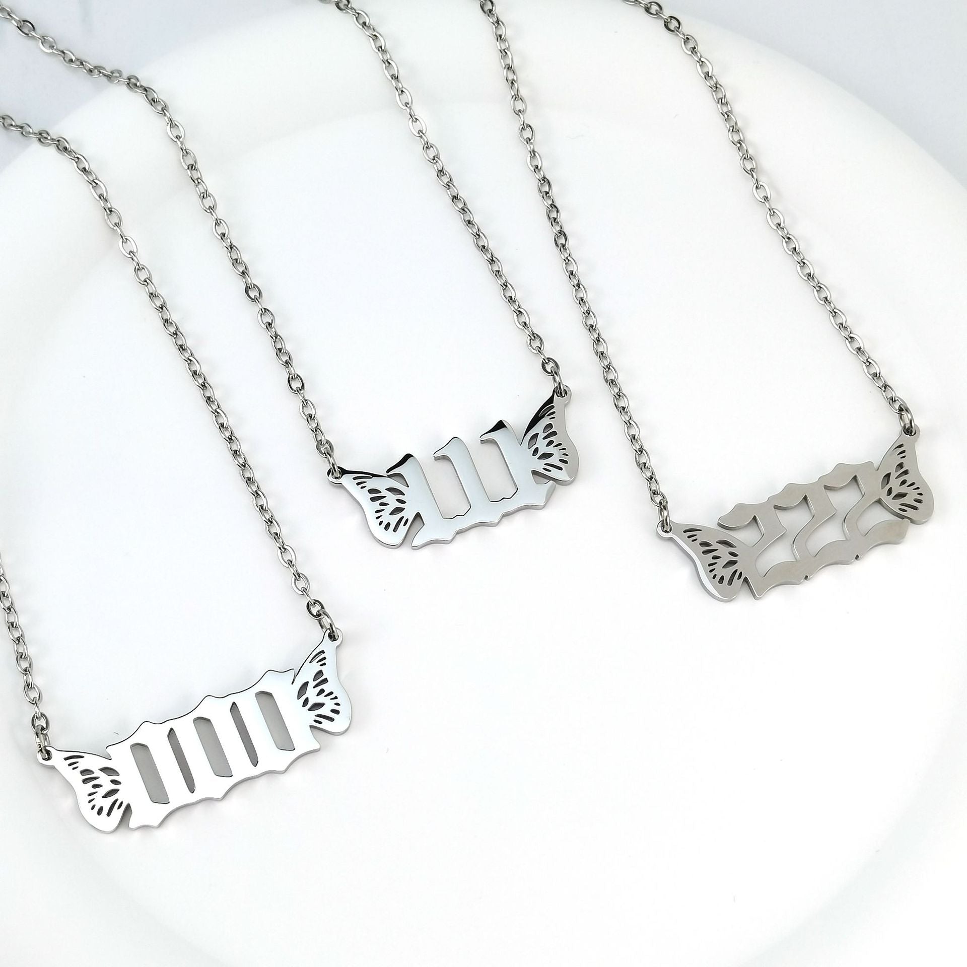 Wholesale 18K Gold Chain Stainless Steel Angel Number Necklaces ACC-NE-GuDi004