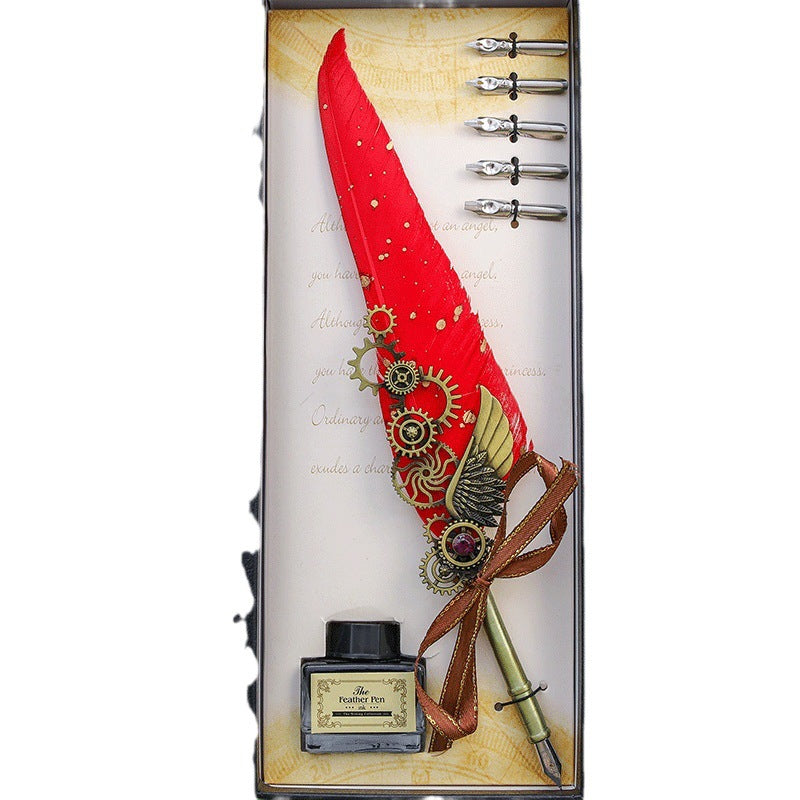 Wholesale Retro feather pen mechanical  gears gift box
