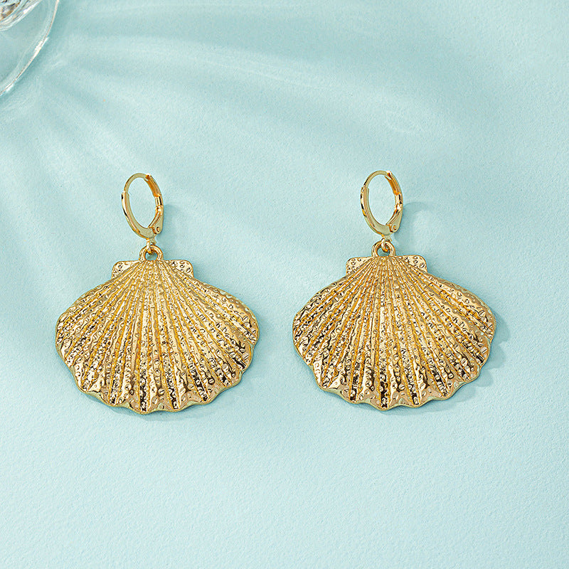 Wholesale  vintage exaggerated  alloy shell conch pendant fashion bohemian style earrings