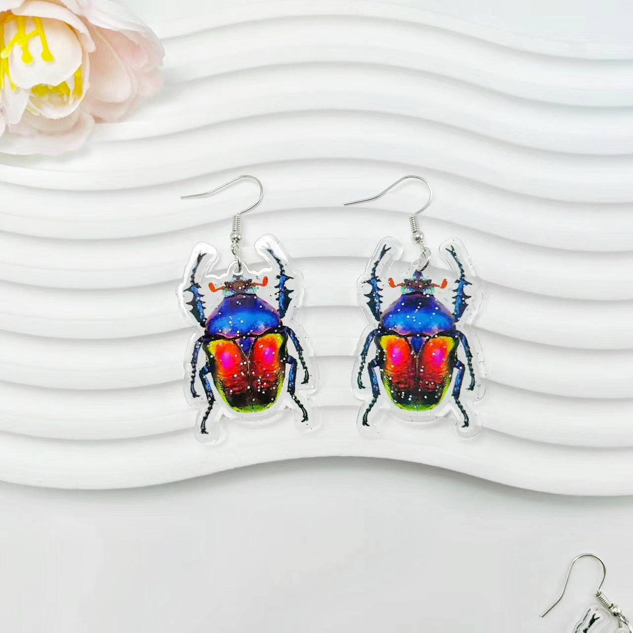 Wholesale Vintage Insect Series Acrylic Print Earrings ACC-ES-Qiyu024