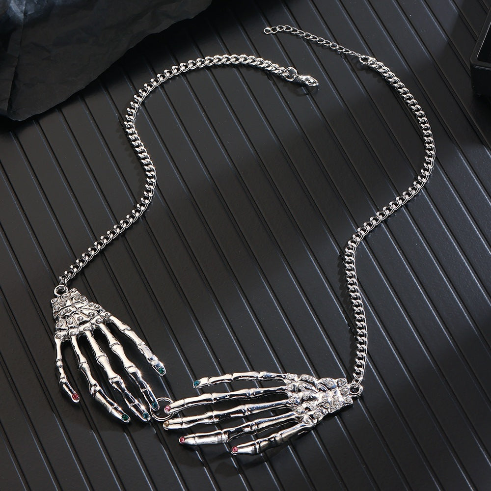 Wholesale Silver Tone Alloy Gothic Skeleton Necklace Earring Set  Fashion Accessory