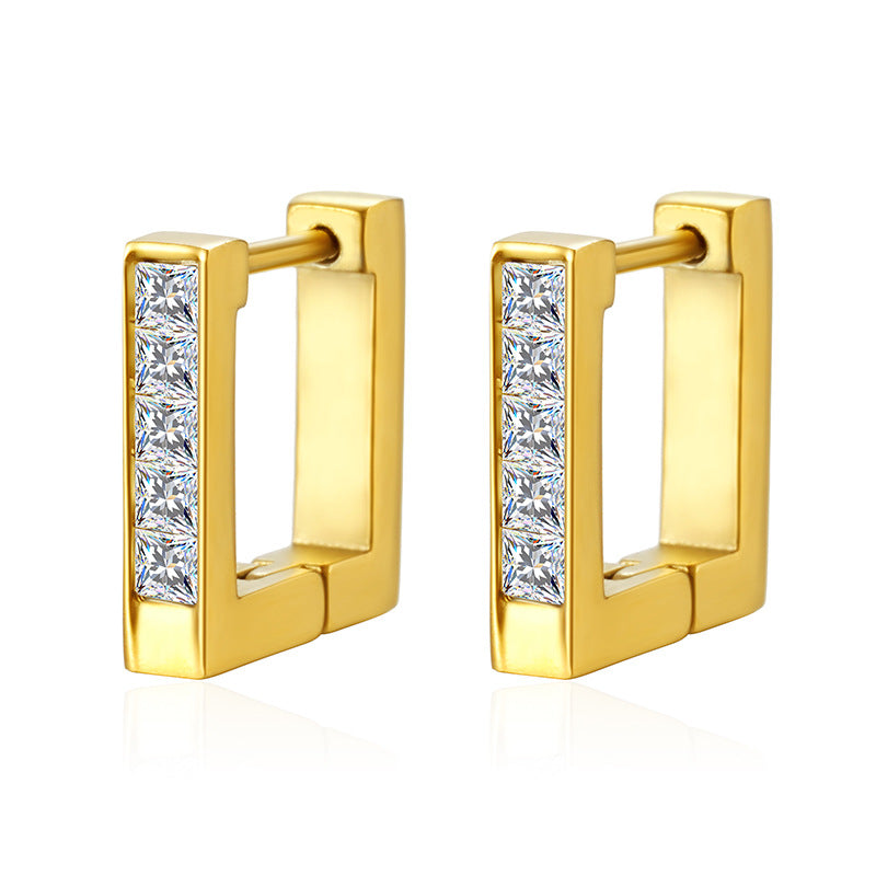 Wholesale Titanium Steel Square diamond earrings