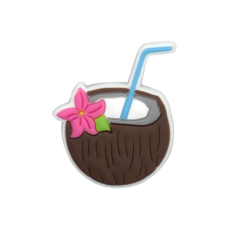 Wholesale PVC Shoe Flower Buckle Charms Cool Drink Design For Kids Sandals Cute Summer Casual Decorative Accent