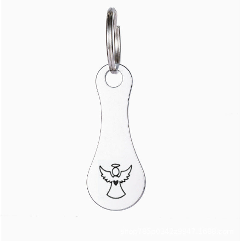 Wholesale Cartoon Dog Cat  Shopping Cart Token Keychain Pendant Stainless Steel Bag Charm Gift