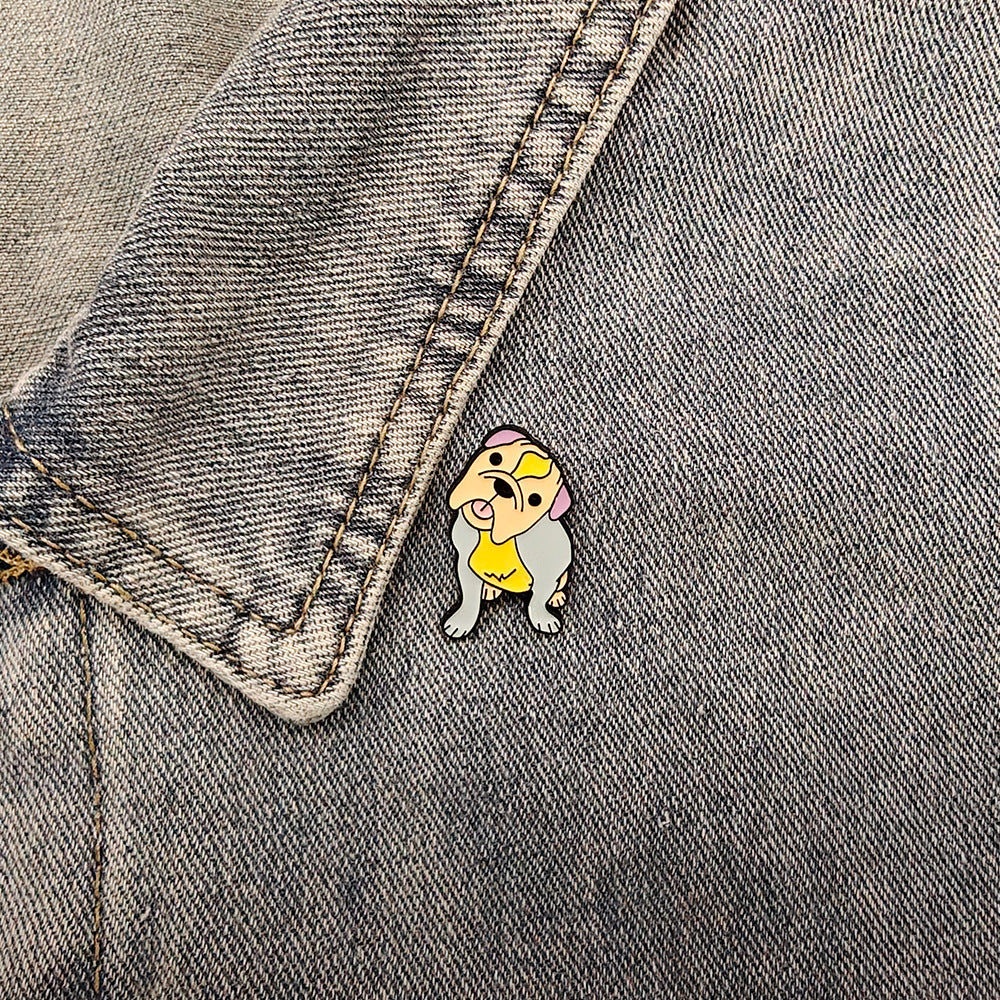 Wholesale 10pcs Cartoon Cute Japanese Dog Badge Bulldog Brooch