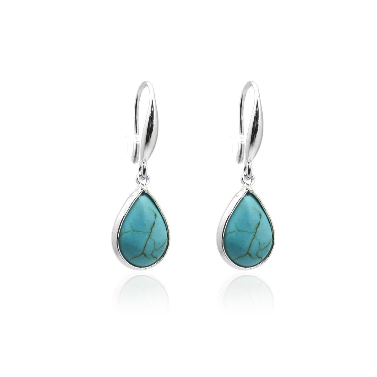 Wholesale Ethnic Turquoise Water Drop Pendant Earrings Copper Jewelry Gift