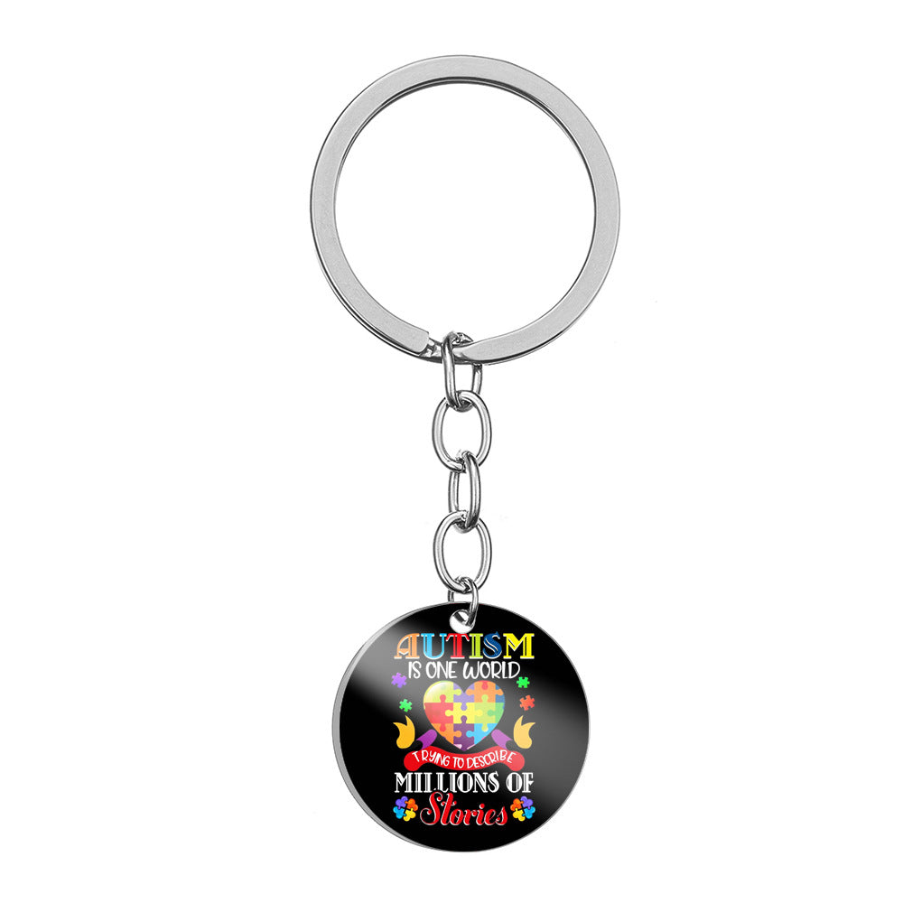 Wholesale Autism Color Printed Stainless Steel Keychain ACC-KC-HuanYu004