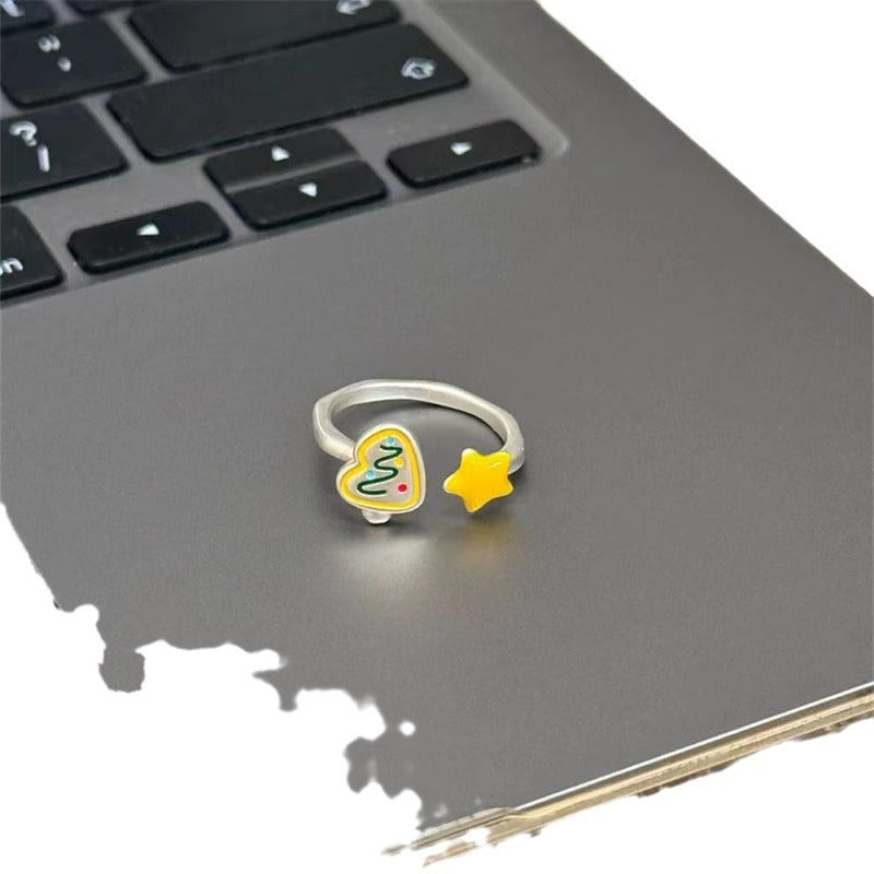 Wholesale  Enamel Painted Stars and Christmas Tree Opening Ring