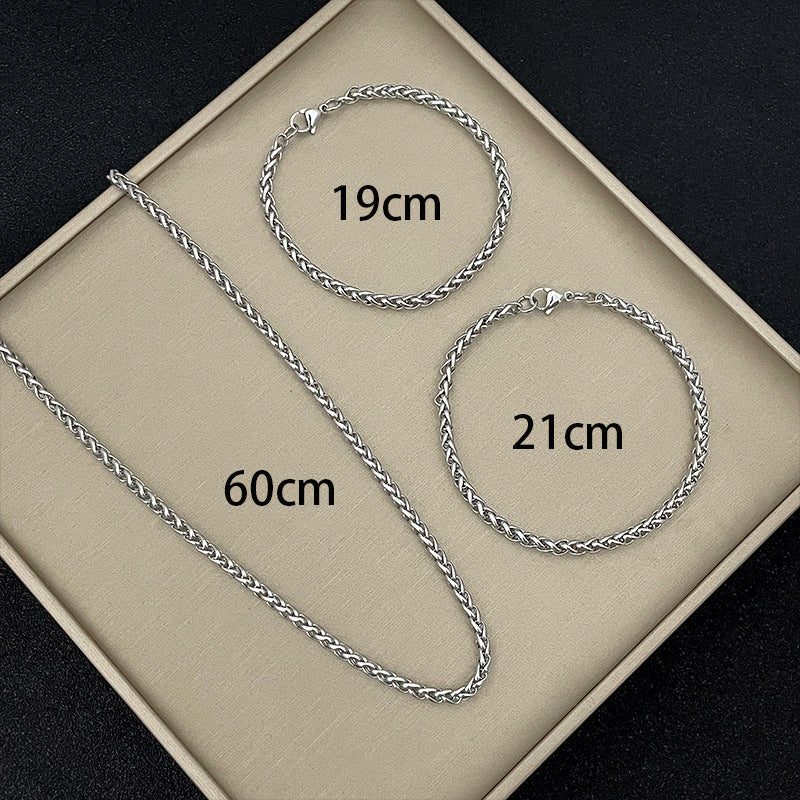 Wholesale Titanium Steel Keel Chain Necklace Set,  Trendy Hip-Hop Geometric Style,  Boutique Gift