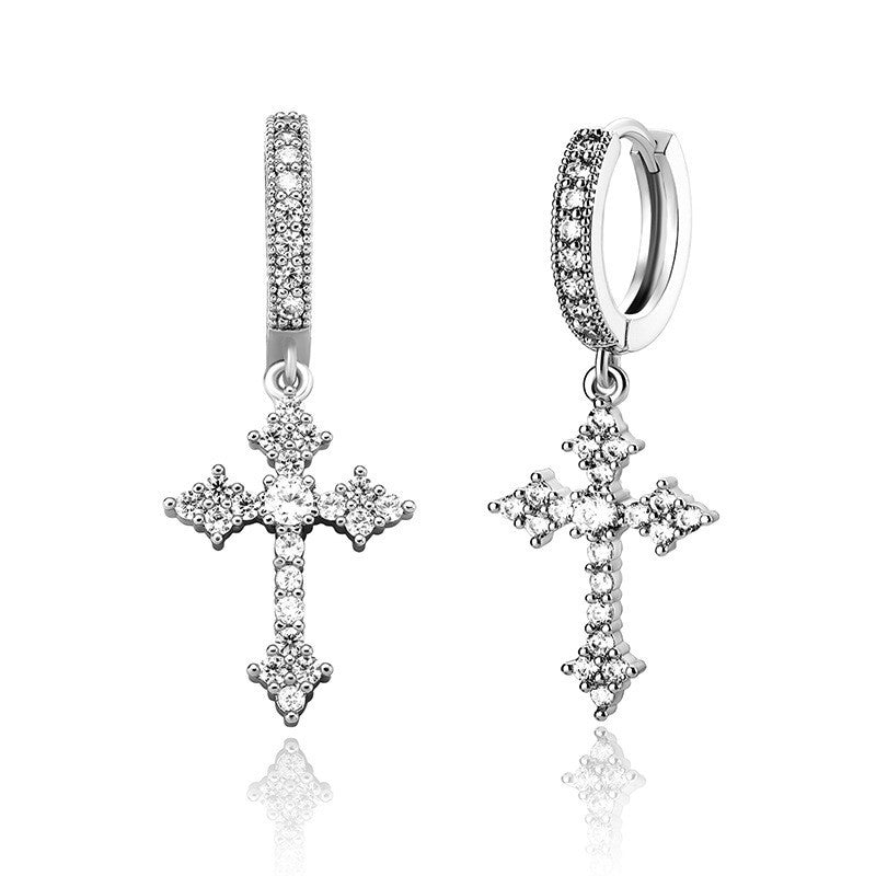 Wholesale Cross Ear Clip Circle Diamond Earrings