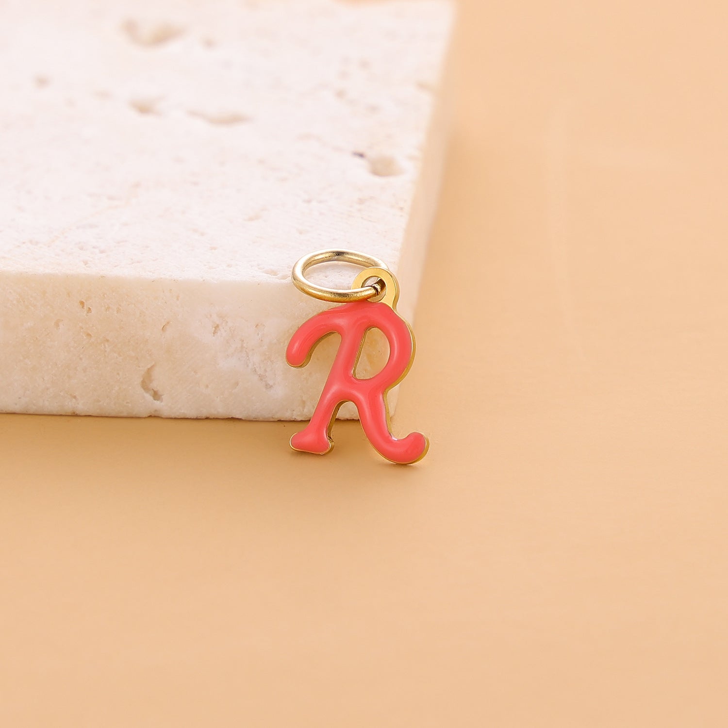 Wholesale Colorful 26 English letter pendant oil drop titanium steel vacuum plating pendant