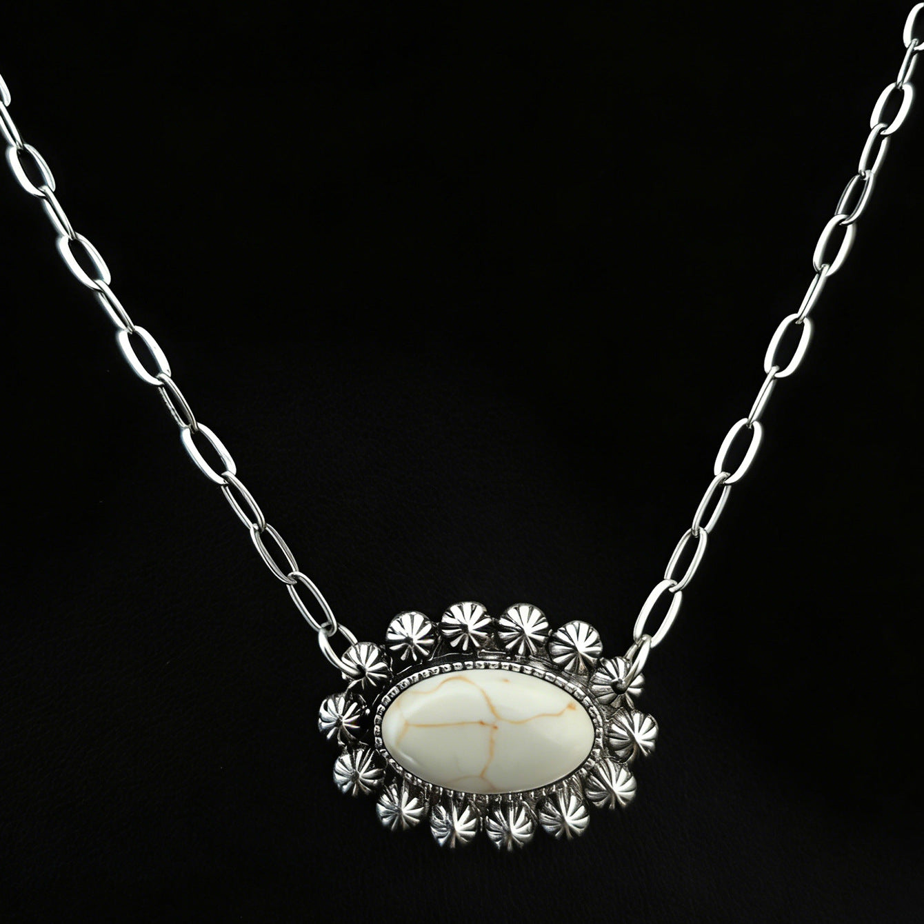 Wholesale Stylish Geometric Stone Pendant Necklace,  Vintage Chain Jewelry Accessory for Everyday Wear