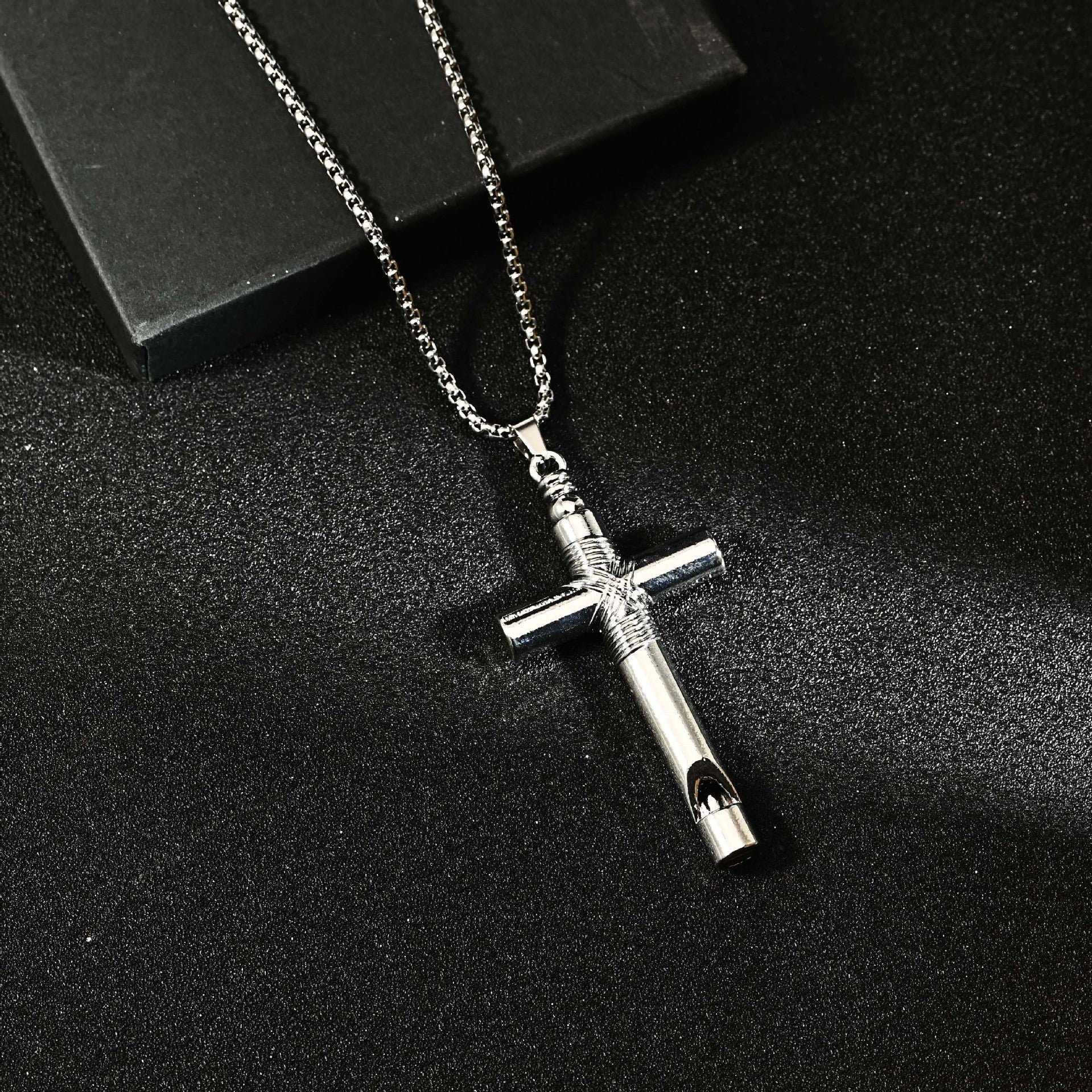 Wholesale Hip Hop Cross Pendant Whistle Necklace Chic Jewelry Accessory Gift For Men Women