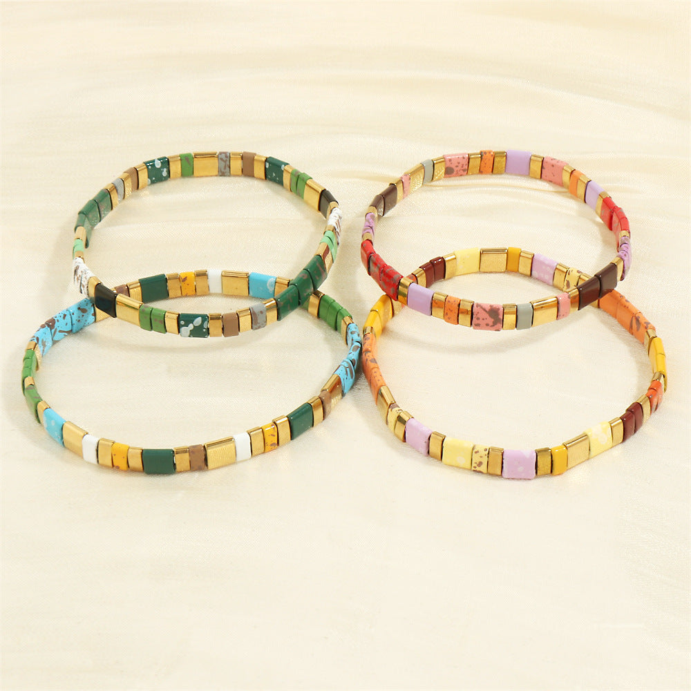 Wholesale Pull-on beaded bracelet Simple Bohemian hand-woven stretch bracelet