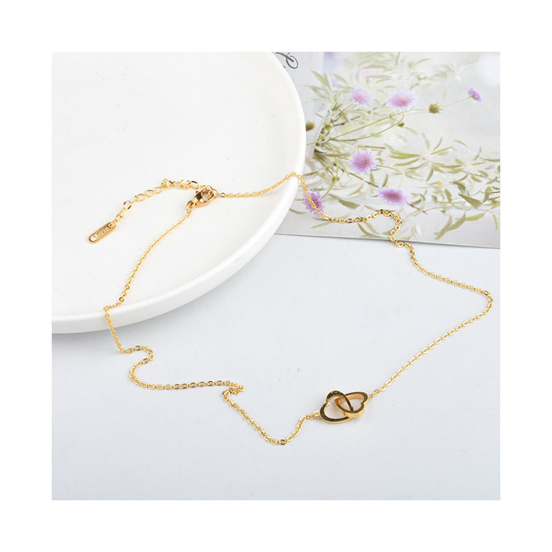 Wholesale titanium steel electroplated real gold color-preserving heart-shaped clavicle chain necklace