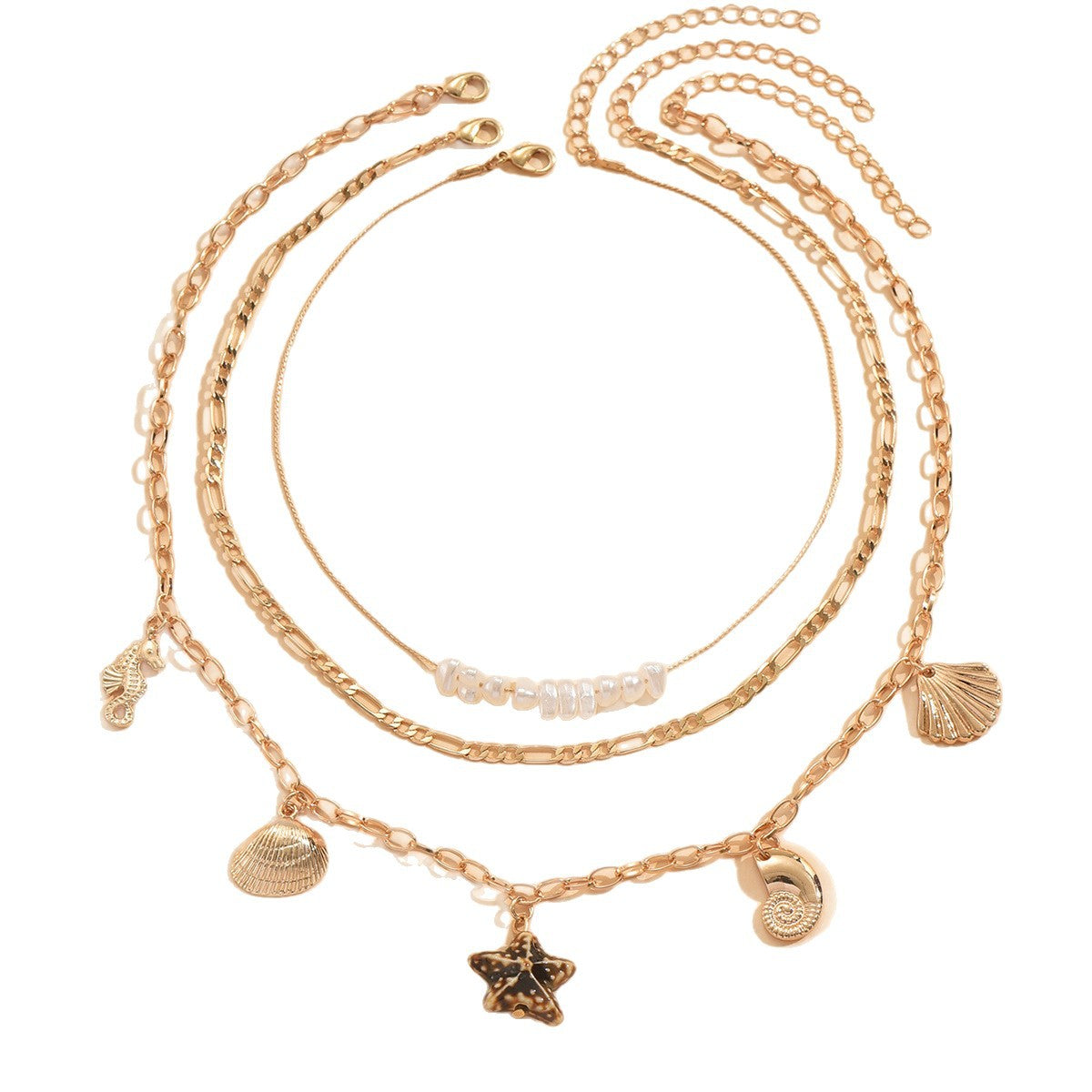 Wholesale starfish seashell  seahorse zinc alloy pendant necklace