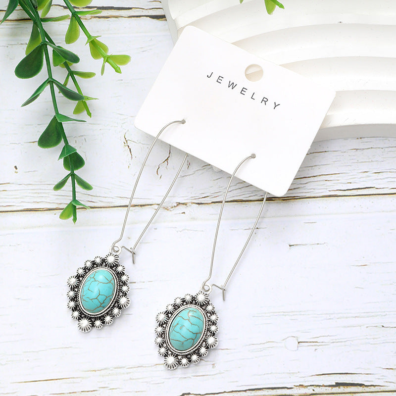 Wholesale Bohemian Style Metal Turquoise Water Drops  Earrings