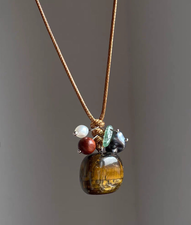 Wholesale Maillard Tiger Eye Beaded Necklace