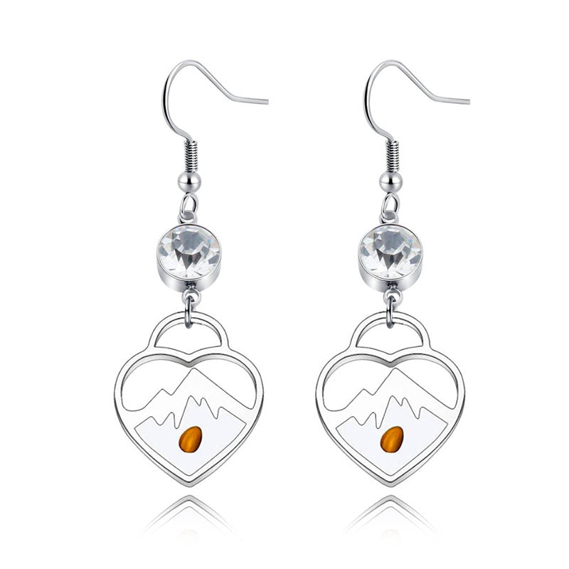 Wholesale  Love Lock Mustard Seed Heart Blingbling Earrings