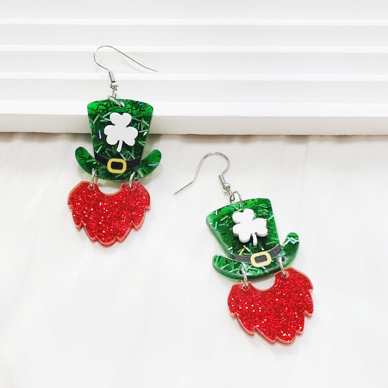 Wholesale 5pcs St. Patrick's Day Shamrock Acrylic Earrings