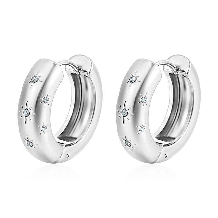 Wholesale Vintage Diamond Round Simple Octagonal Star Stainless Steel Earrings ACC-ES-MuShan017