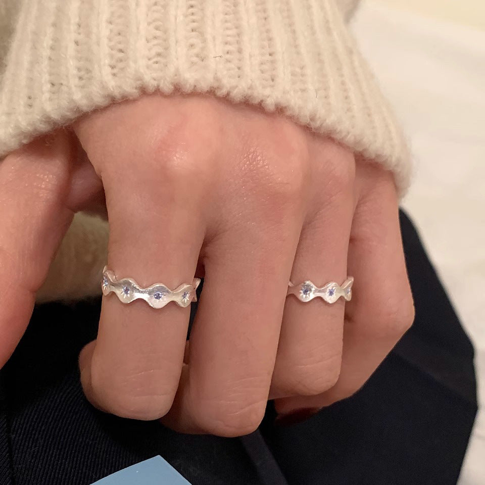 Wholesale  Retro Finger Ring Platinum Blue Spinel Silver  Ring