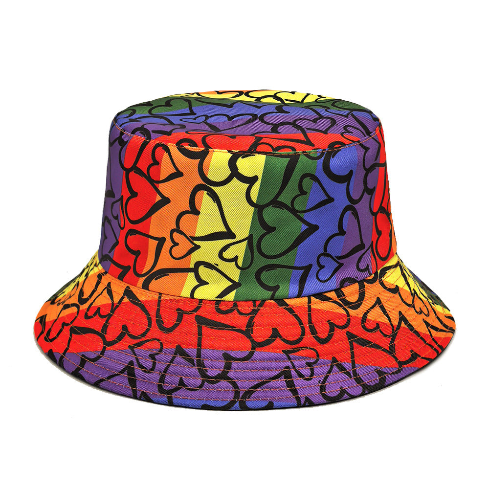 Wholesale Fashion love color matching pattern printing  basin hat bucket hat