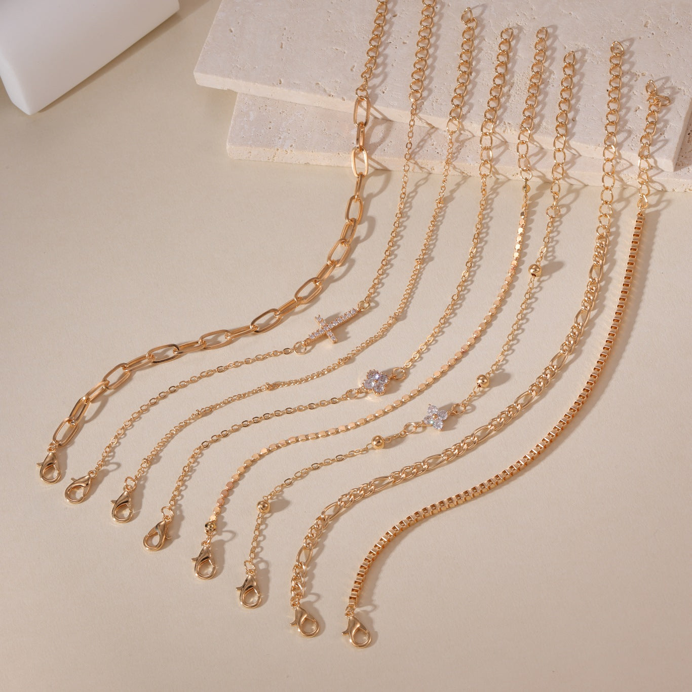 Wholesale Layered Cross &  Flower Pendant Jewelry Set,  Alloy Bracelet Bangle,  Boutique Resale