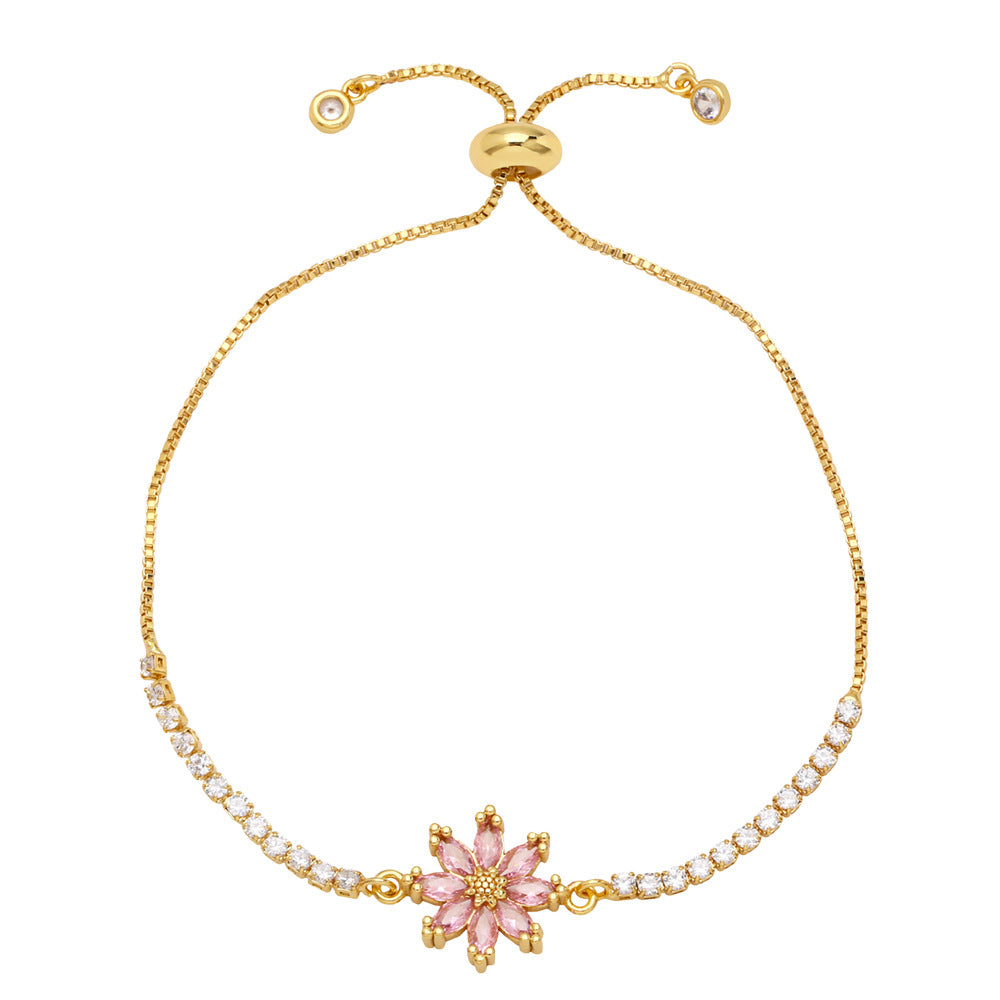 Wholesale Copper and zircon flower bracelet
