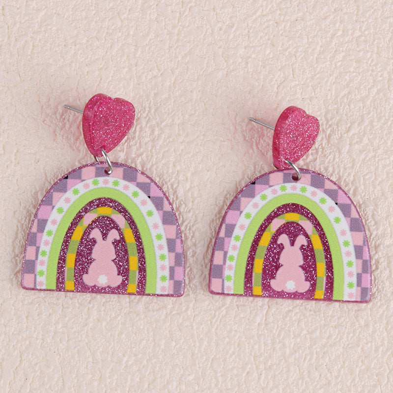 Wholesale 2PCS Acrylic Easter Bunny Egg Earrings