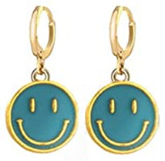 Wholesale creative cute alloy oil drop colorful smiley face earrings