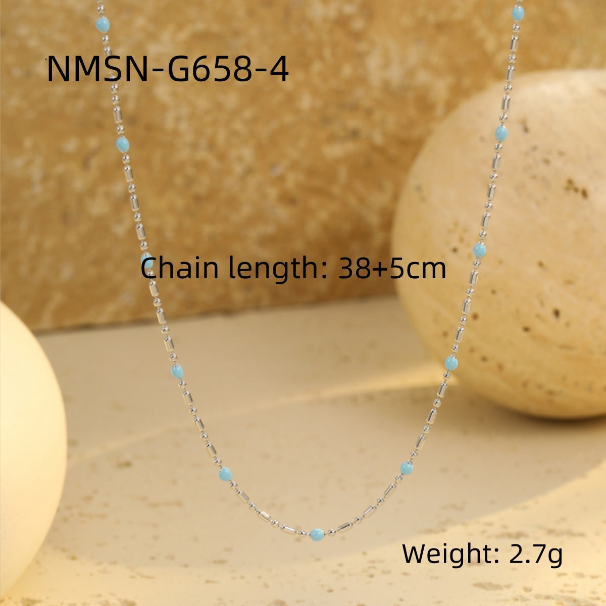 Wholesale stainless steel drop rice beads necklace
