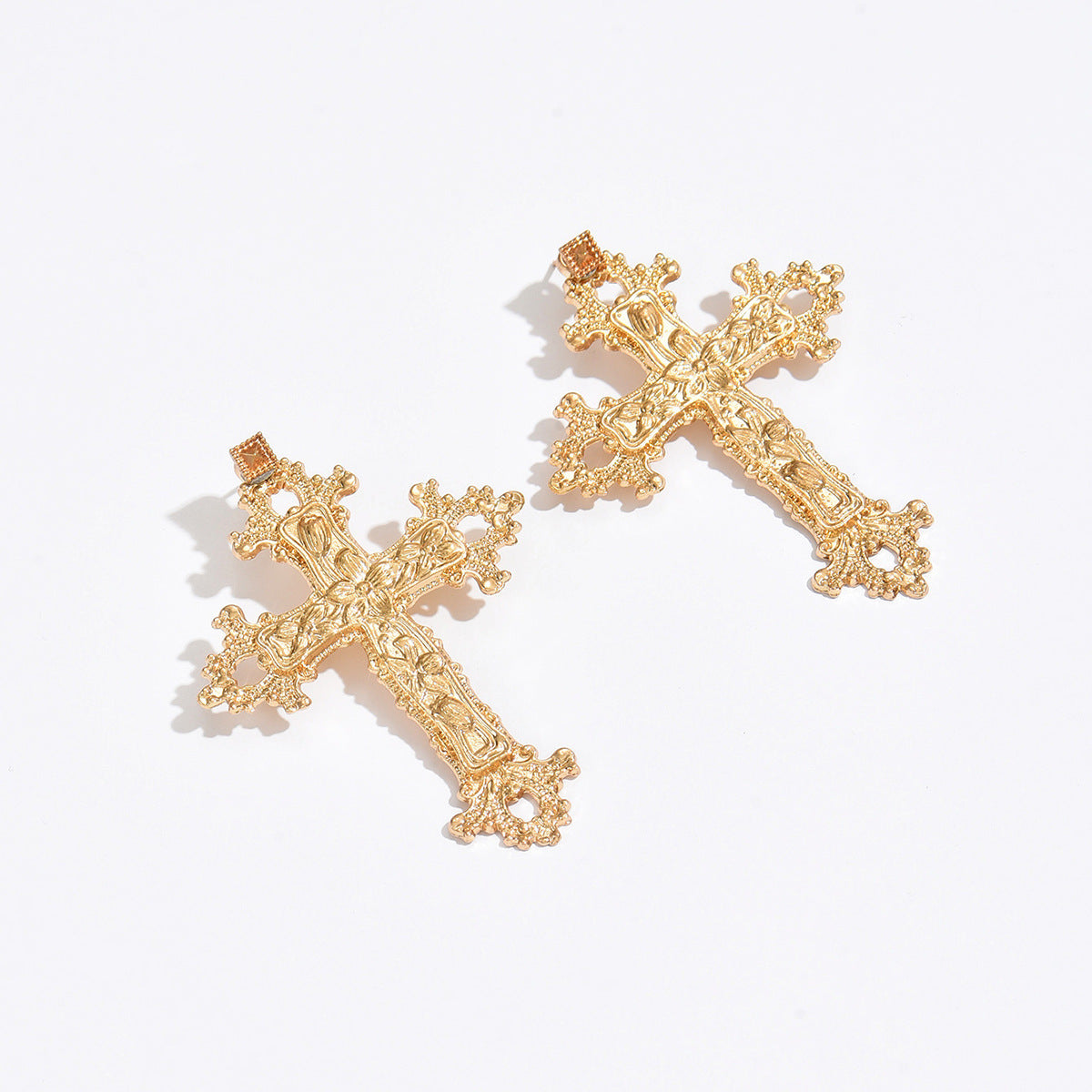 Wholesale Cross Design Hollow Flower Earrings,  Alloy Electroplated – Trendy Fashion Accessory for Resale