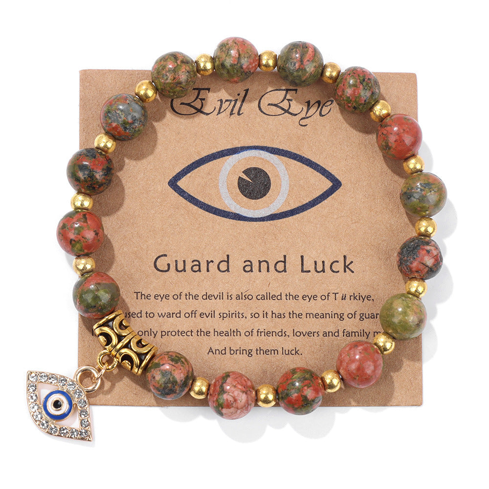 Wholesale Vintage Natural Stone Beads Bracelet Devil's Eye Pendant ACC-BT-Ruiz001