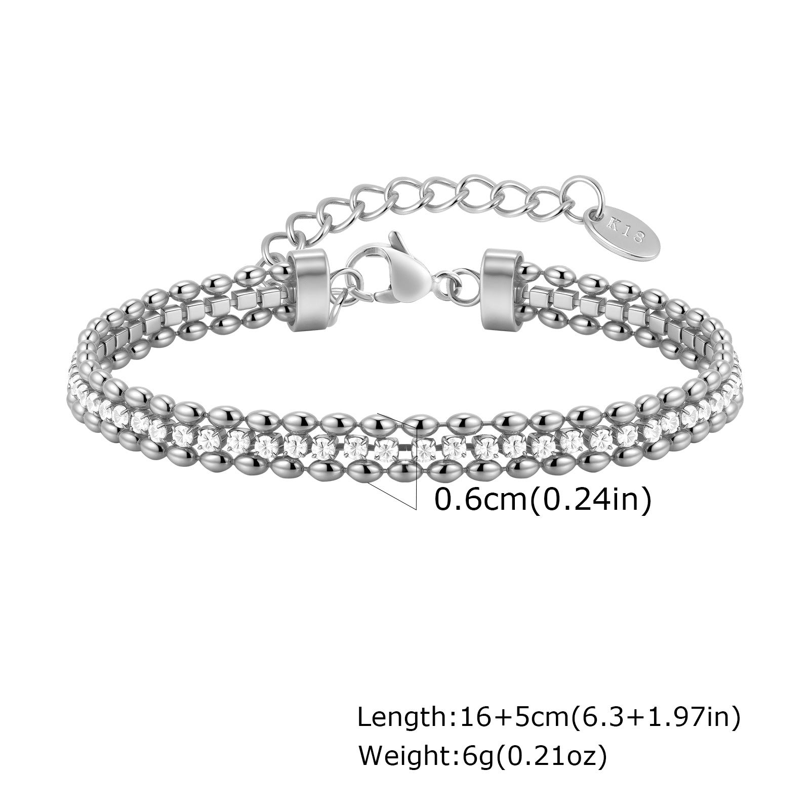 Wholesale Stainless Steel Gold Green Zircon Layered Bracelet For Women Stylish Fashion Jewelry Accessory Gift