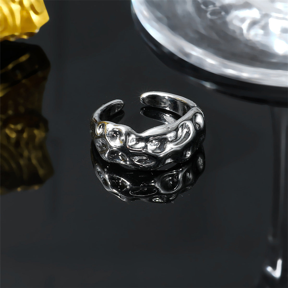 Wholesale Retro High-end Twisted Open Ring Titanium Steel Rings ACC-RS-GouYa007