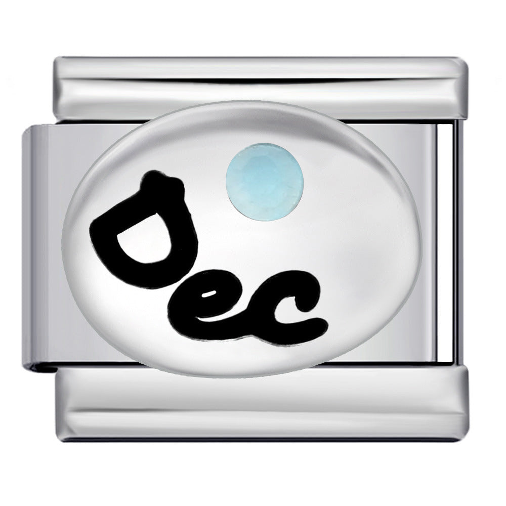 Wholesale Italian Charm Bracelet 9mm DIY Splicing 12 Birthstones Stainless Steel Composable Bracelet