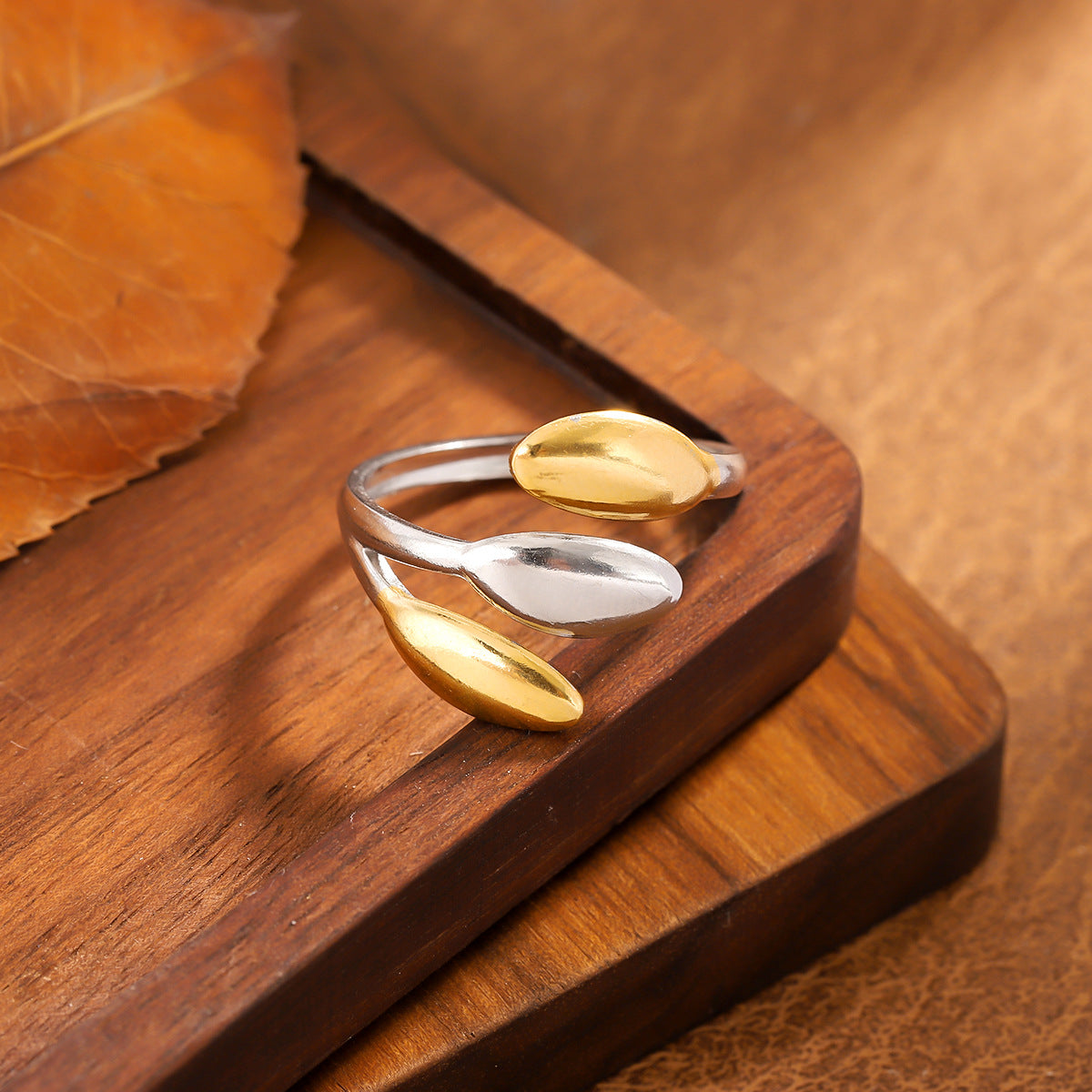 Wholesale Stainless Steel Geometric Open Wide-Band Ring