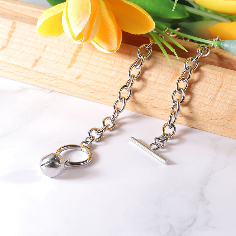 Wholesale Hip-Hop Style Round Beads Titanium Steel  choker necklace