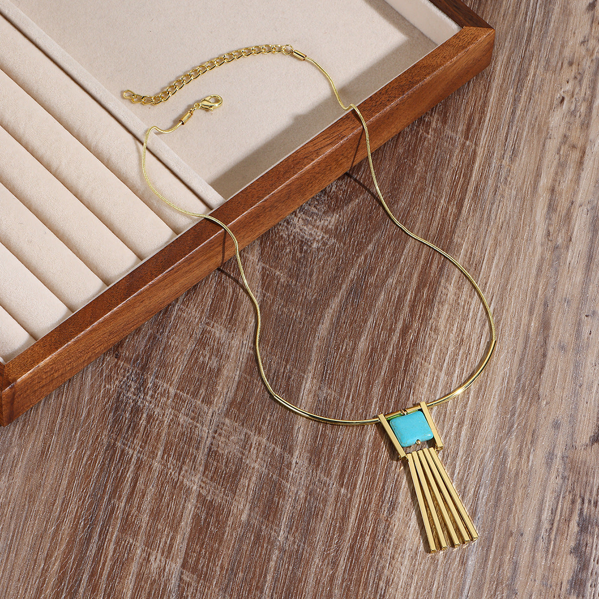 Wholesale  urquoise Pendant Necklace  Tube  Turquoise Necklace