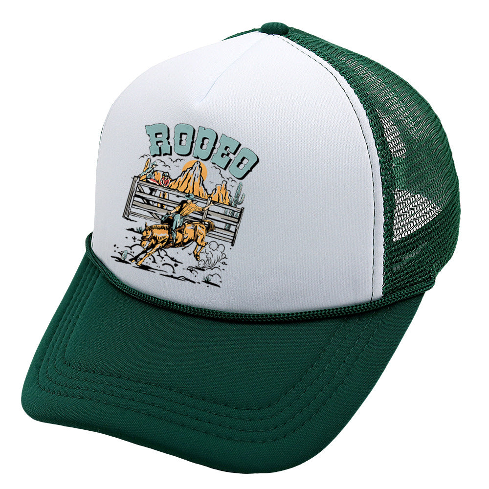 Wholesale Trucker Hat Cowboy Baseball Cap Casual Printed Sponge Mesh Hat ACC-HT-HaiPu016