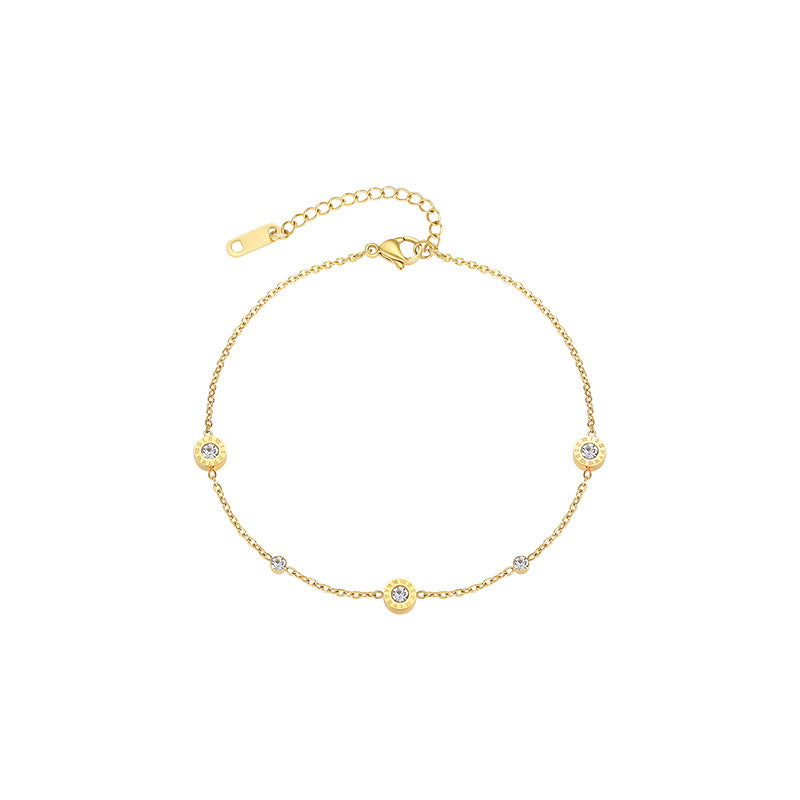 Wholesale Titanium Steel Roman Diamond Bracelet Gold Women Boutique Resale Jewelry Accessory