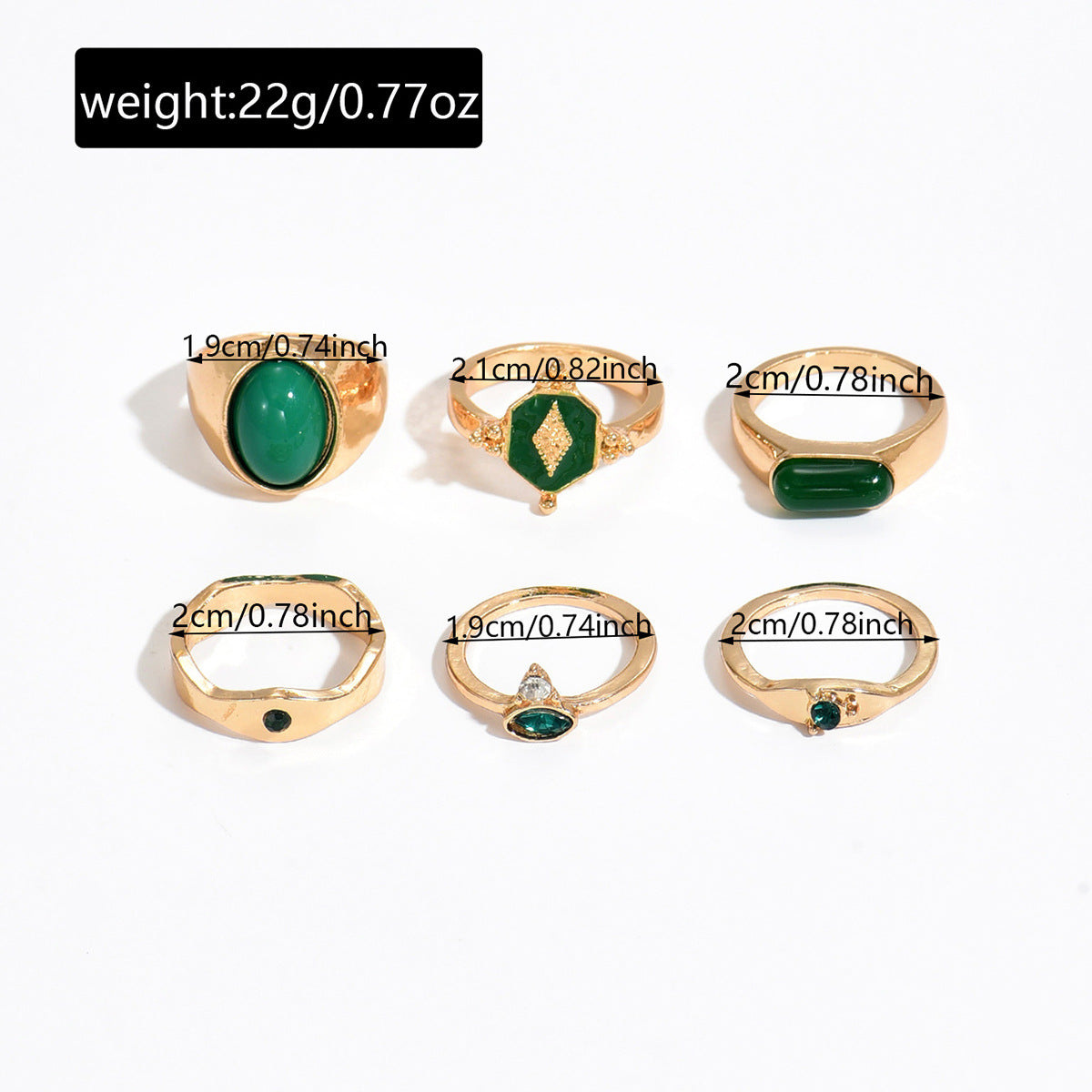 Wholesale Vintage French Style Green Ring with Rhinestones Fashion Accessory for Women