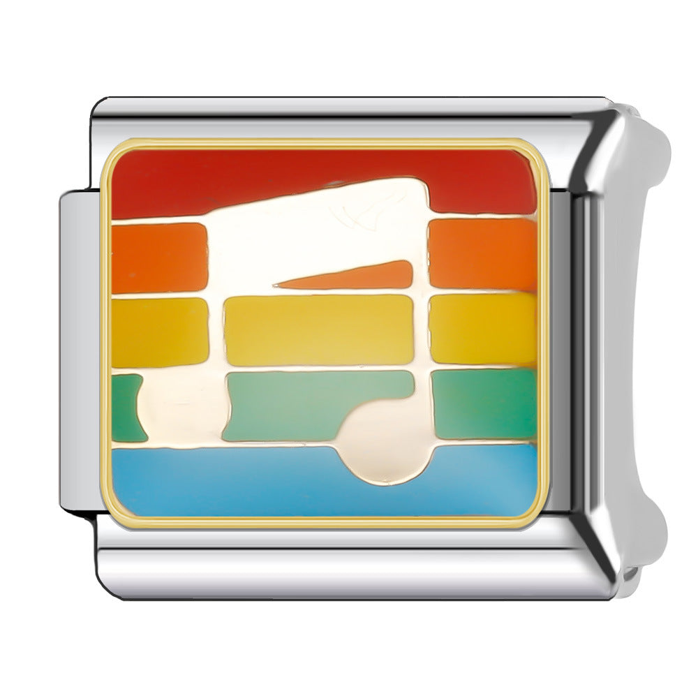 Wholesale Italian Charm Bracelet 9mm DIY Splicing Creative Pattern Stainless Steel Composable Bracelet