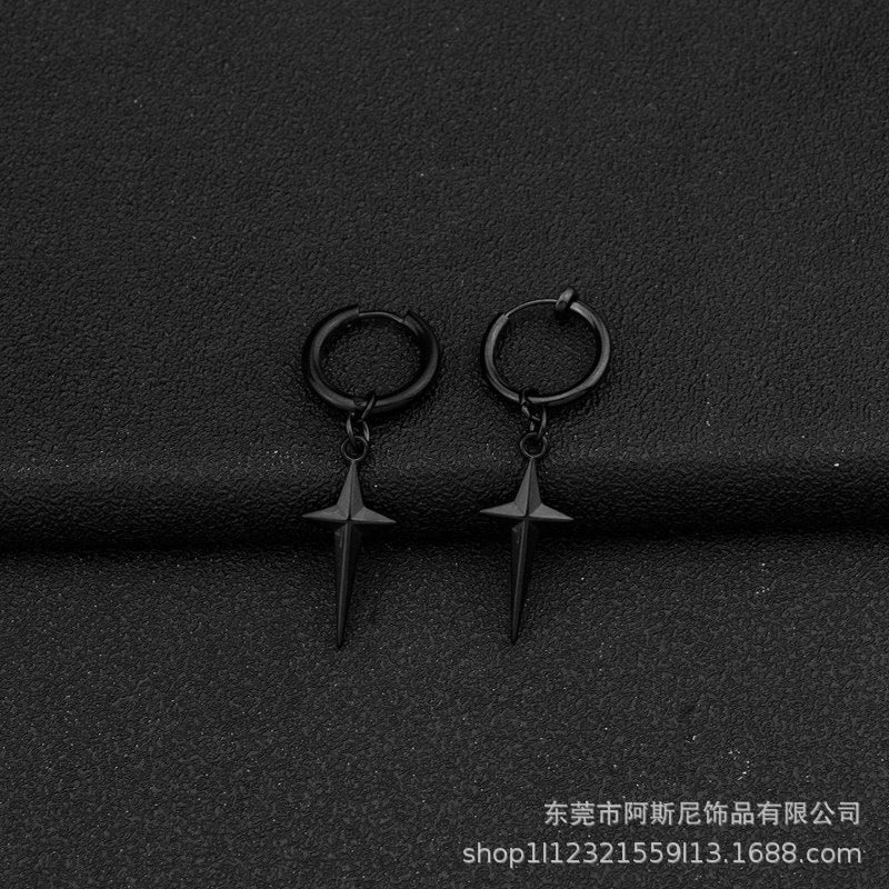 Wholesale  stainless steel ear ring ear clip four mans star pendant all-match earrings
