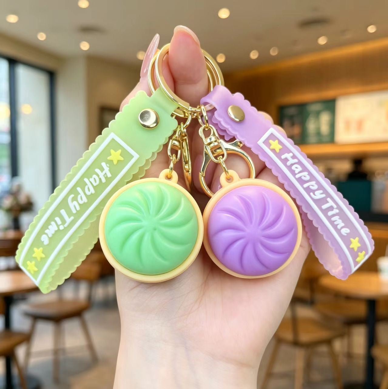 Wholesale Cartoon Realistic Flashing Squishy Bun Keychain Bag Charm for Everyday Use