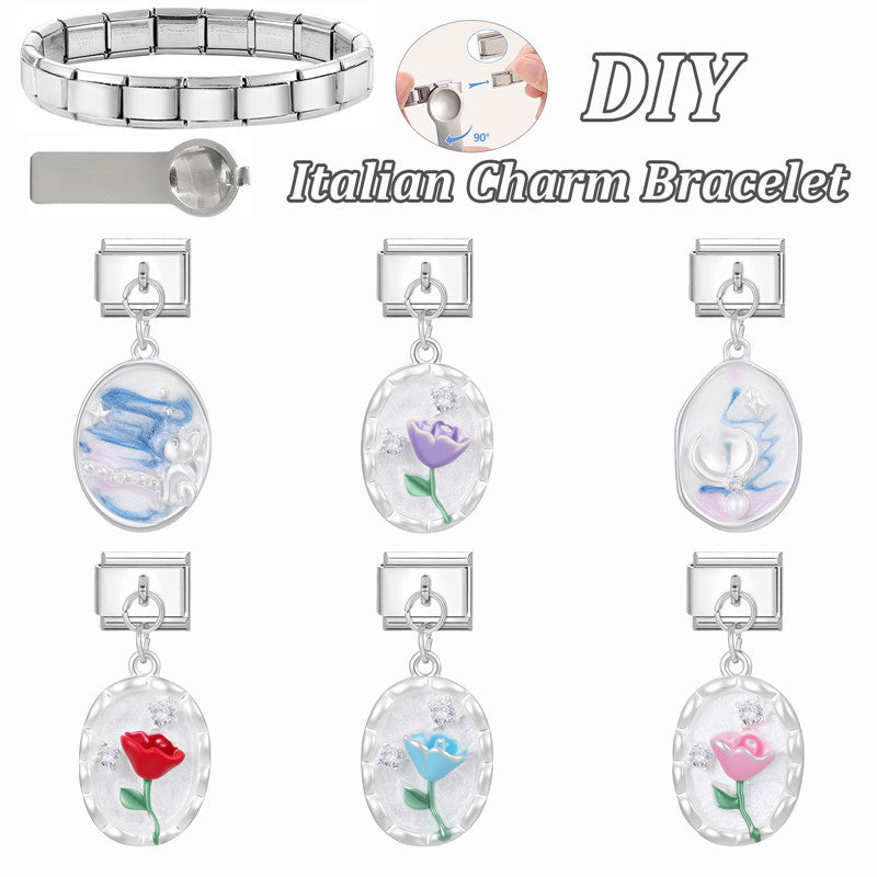 Wholesale Italian Charm Bracelet 9mm DIY Splicing Creative Pendant Stainless Steel Composable Bracelet
