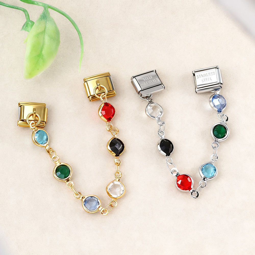 Wholesale   Italian Charm Bracelet 9mm DIY double pendant  flower and evil eye Creative Stainless Steel Composable Bracelet