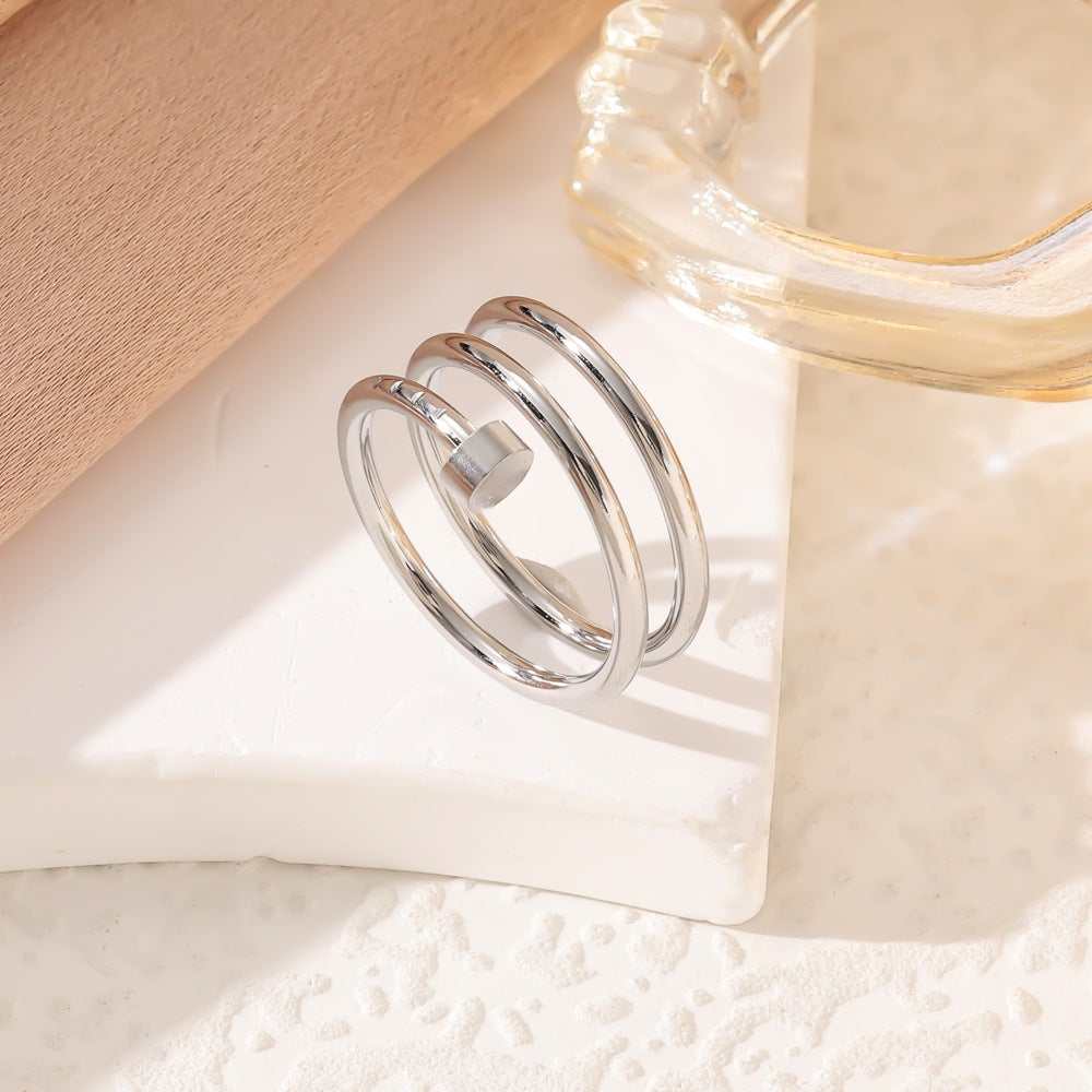 Wholesale Fashion Versatile Three-Ring Nail Ring for Women Light Luxury
